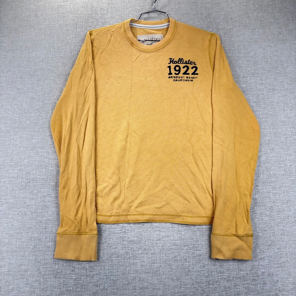 Hollister California Y2K Mens M Mustard Yellow Waffle Knit Thermal  Shirt